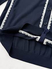 Colestore Dior Cardigan Navy Blue Silk Knit and White Lace  - 6
