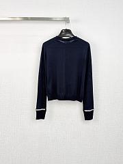 Colestore Dior Cardigan Navy Blue Silk Knit and White Lace  - 5