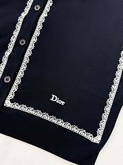 Colestore Dior Cardigan Navy Blue Silk Knit and White Lace  - 4