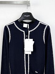 Colestore Dior Cardigan Navy Blue Silk Knit and White Lace  - 2