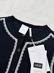 Colestore Dior Cardigan Navy Blue Silk Knit and White Lace  - 3