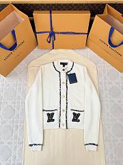 Colestore  Louis Vuitton Tweed Trim Cardigan White  - 1