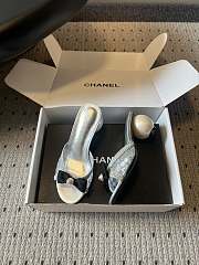 Colestore Chanel Sequined Quilted Mesh Mules with Pearl Heel 7cm - 6