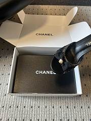 Colestore Chanel Sequined Black Quilted Mesh Mules with Pearl Heel 7cm - 4