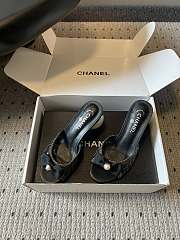 Colestore Chanel Sequined Black Quilted Mesh Mules with Pearl Heel 7cm - 2