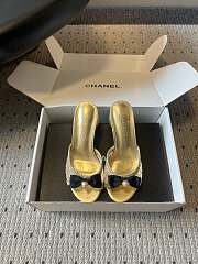 Colestore Chanel Sequined Gold Quilted Mesh Mules with Pearl Heel 7cm - 1
