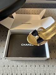 Colestore Chanel Sequined Gold Quilted Mesh Mules with Pearl Heel 7cm - 6