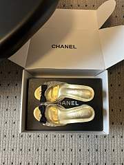 Colestore Chanel Sequined Gold Quilted Mesh Mules with Pearl Heel 7cm - 5