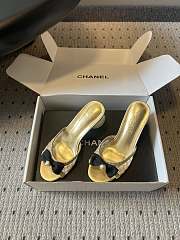 Colestore Chanel Sequined Gold Quilted Mesh Mules with Pearl Heel 7cm - 4