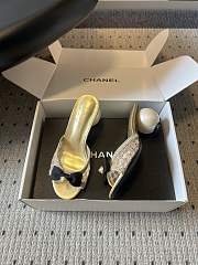 Colestore Chanel Sequined Gold Quilted Mesh Mules with Pearl Heel 7cm - 2
