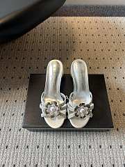 Colestore Chanel Rhinestone Flower Pearl Sandals Silver 7cm - 1
