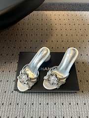 Colestore Chanel Rhinestone Flower Pearl Sandals Silver 7cm - 6