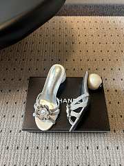 Colestore Chanel Rhinestone Flower Pearl Sandals Silver 7cm - 5