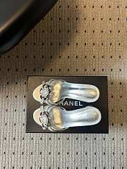 Colestore Chanel Rhinestone Flower Pearl Sandals Silver 7cm - 3