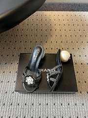 Colestore Chanel Rhinestone Flower Pearl Sandals Black 7cm - 6