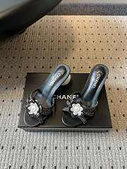 Colestore Chanel Rhinestone Flower Pearl Sandals Black 7cm - 2
