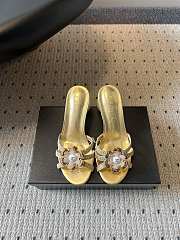 Colestore Chanel Rhinestone Flower Pearl Sandals Gold 7cm - 1