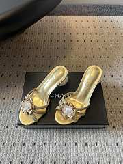 Colestore Chanel Rhinestone Flower Pearl Sandals Gold 7cm - 5