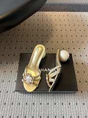 Colestore Chanel Rhinestone Flower Pearl Sandals Gold 7cm - 4