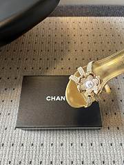 Colestore Chanel Rhinestone Flower Pearl Sandals Gold 7cm - 3