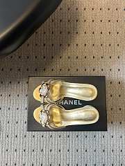 Colestore Chanel Rhinestone Flower Pearl Sandals Gold 7cm - 2