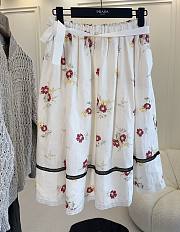 Colestore  Prada Ruby Red Floral Print Linen Skirt  - 1