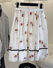 Colestore  Prada Ruby Red Floral Print Linen Skirt  - 4