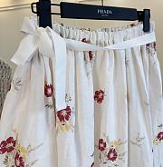 Colestore  Prada Ruby Red Floral Print Linen Skirt  - 5