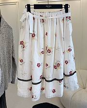 Colestore  Prada Ruby Red Floral Print Linen Skirt  - 3