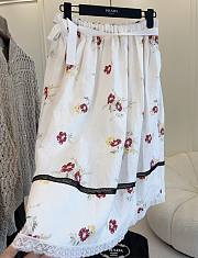 Colestore  Prada Ruby Red Floral Print Linen Skirt  - 2