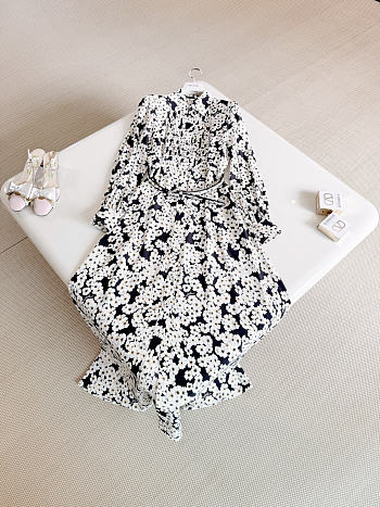 Colestore Valentino Black Silk Dress with Floral Print