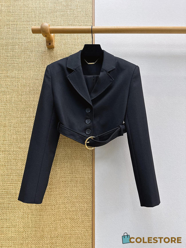 Colestore  Chloé Cropped Spencer jacket in wool crepe Black - 1