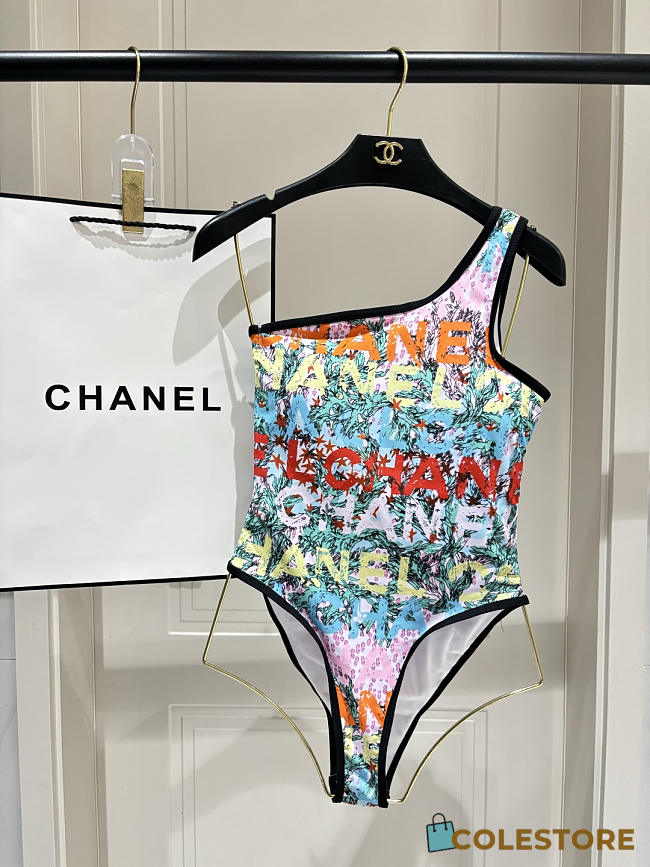Colestore Chanel Coco Beach 2026 Swimsuit One-shoulder  Stretch Jersey  Multicolor - 1