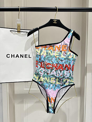 Colestore Chanel Coco Beach 2026 Swimsuit One-shoulder  Stretch Jersey  Multicolor