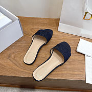 Colestore Dior Médaillon Slide Dark Blue Embroidered Cotton - 5