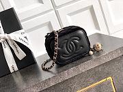 Colestore Chanel Small vanity bag with shoulder strap in Velvet with Diamante Black 8.5x11x7cm - 5