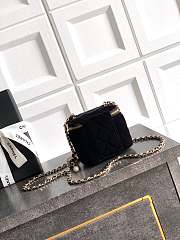Colestore Chanel Small vanity bag with shoulder strap in Velvet with Diamante Black 8.5x11x7cm - 2