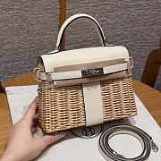 Colestore Hermes Picnic Kelly 20 White Swift/Osier Wicker Palladium Hardware 20x18x12cm - 1