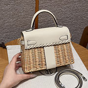 Colestore Hermes Picnic Kelly 20 White Swift/Osier Wicker Palladium Hardware 20x18x12cm - 3