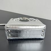 Colestore Bottega Veneta Mini Andiamo Silver Croc-embossed Leather 20x15x9cm - 4