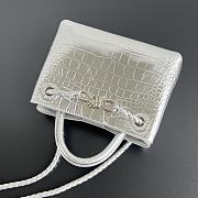 Colestore Bottega Veneta Mini Andiamo Silver Croc-embossed Leather 20x15x9cm - 3