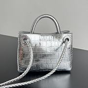 Colestore Bottega Veneta Mini Andiamo Silver Croc-embossed Leather 20x15x9cm - 2