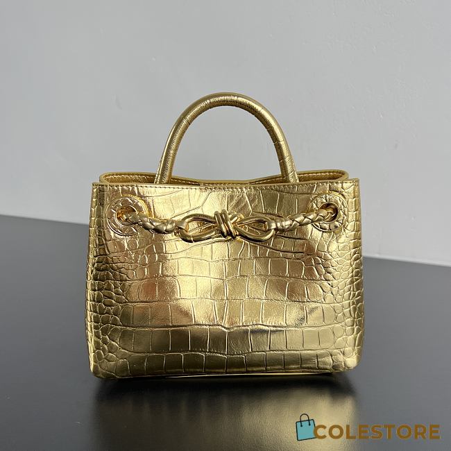 Colestore Bottega Veneta Mini Andiamo Gold Croc-embossed Leather 20x15x9cm - 1