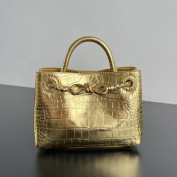 Colestore Bottega Veneta Mini Andiamo Gold Croc-embossed Leather 20x15x9cm