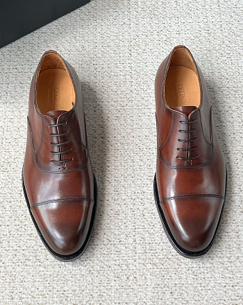 Colestore  Zegna Light Brown Leather Oxford Shoes