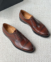 Colestore  Zegna Light Brown Leather Oxford Shoes - 3