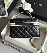 Colestore Chanel Vanity Bag with Top Handle and Chain Strap Black Quilted Leather with Silver-Tone Hardware 17x19.5x5.5cm - 6