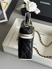 Colestore Chanel Vanity Bag with Top Handle and Chain Strap Black Quilted Leather with Silver-Tone Hardware 17x19.5x5.5cm - 5