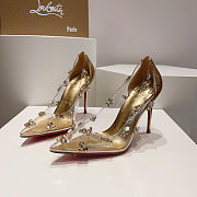 Colestore Christian Louboutin Degraqueen Embellished PVC Pumps Gold 10cm - 4