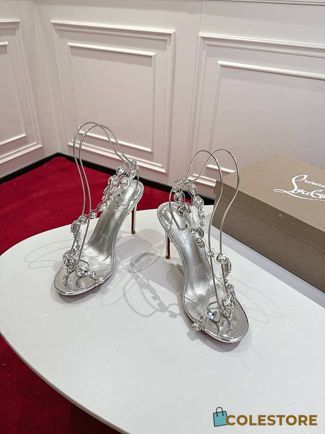 Colestore Christian Louboutin Rosalie Jewel sandals TPU and laminated calf leather Crystal 10cm - 1